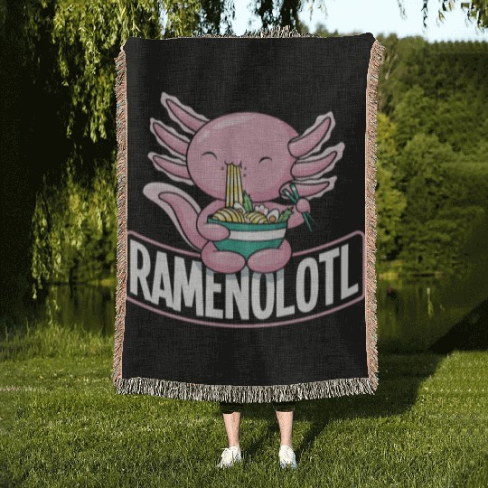 Ramenolotl Axolotl Ramen Funny Ramen Lover Gift Woven Blankets