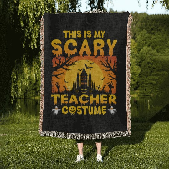 This Is My Scary Teacher Costume Funny Halloween Woven Blankets