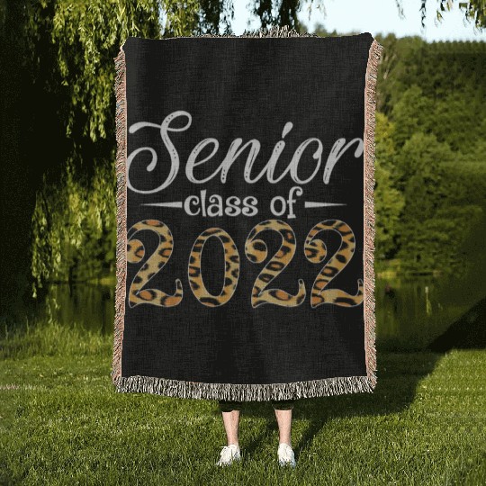 Senior Class Of 2022 Leopard Print Woven Blankets