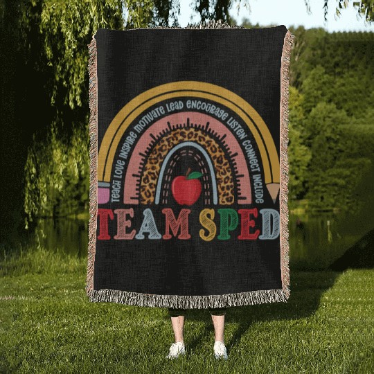 Team SPED Teacher Rainbow Woven Blankets