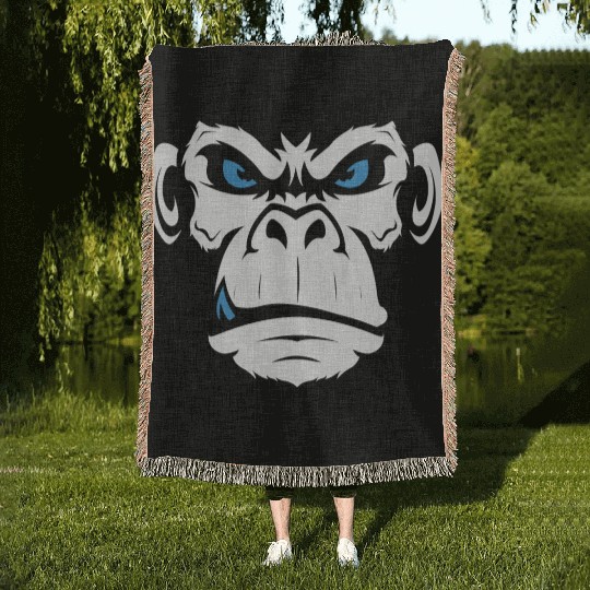 Monkey Head Angry Monkey Face Woven Blankets