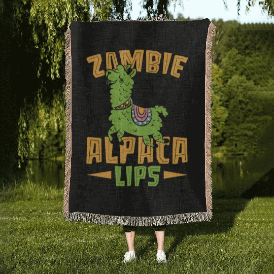 Zombie Alpacalips Llama Lover Alpaca Whisperer Woven Blankets