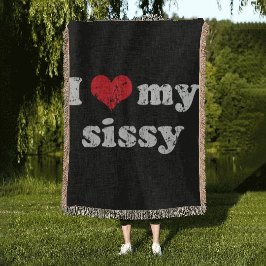 I Love Heart My Sissy Family Brother Sister Woven Blankets