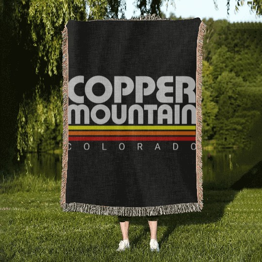 Retro Copper Mountain Colorado Woven Blankets