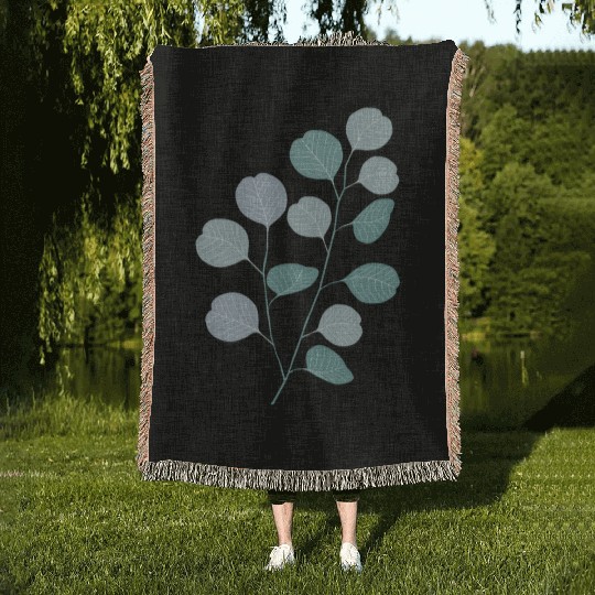 Eucalyptus evergreen design - natural plant leaves Woven Blankets