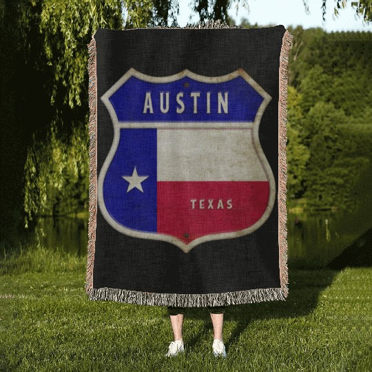 Austin Texas crest flags design Woven Blankets