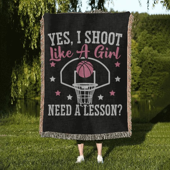 Basketball Girl Hoop Junkie Sport Lover Basketball Woven Blankets