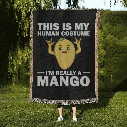 Funny This Is My Human Costume Mango Fruit Lover Woven Blankets