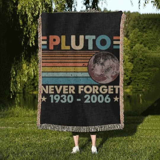 Pluto Never Forget Astronomy Space Science Nerd Woven Blankets