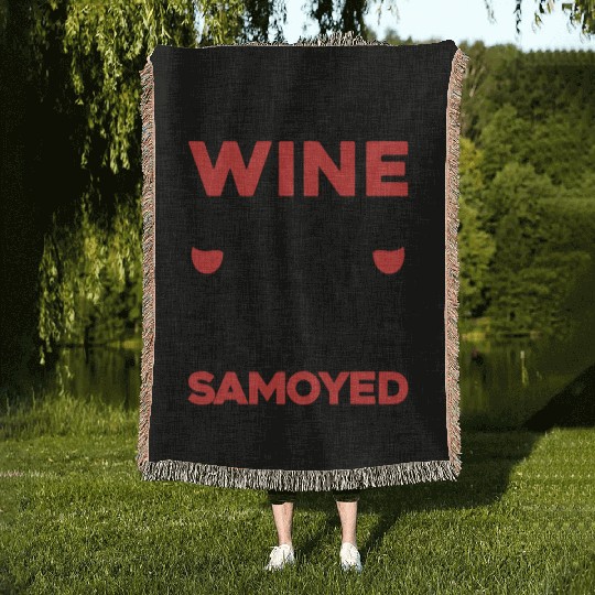 Samoyed And Wine Woven Blankets