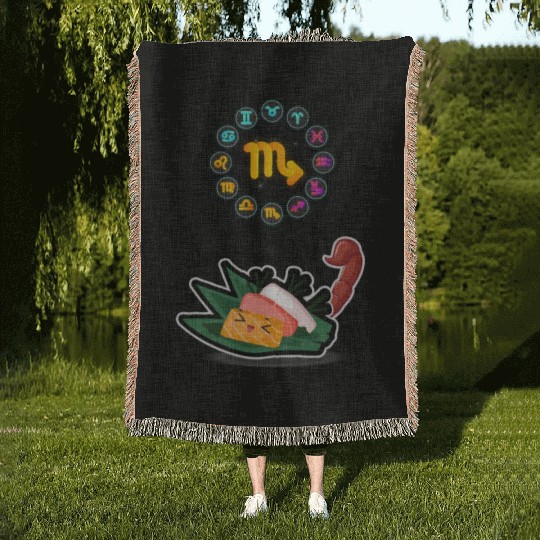 Japanese Sushi Funny Scorpio Zodiac Sushi Lover Woven Blankets