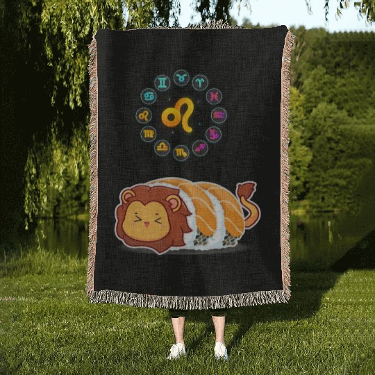 Japanese Sushi Funny Leo Zodiac Sushi lover Pun Woven Blankets
