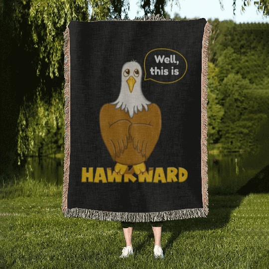Hawk Word Pun for Animal Lovers Woven Blankets