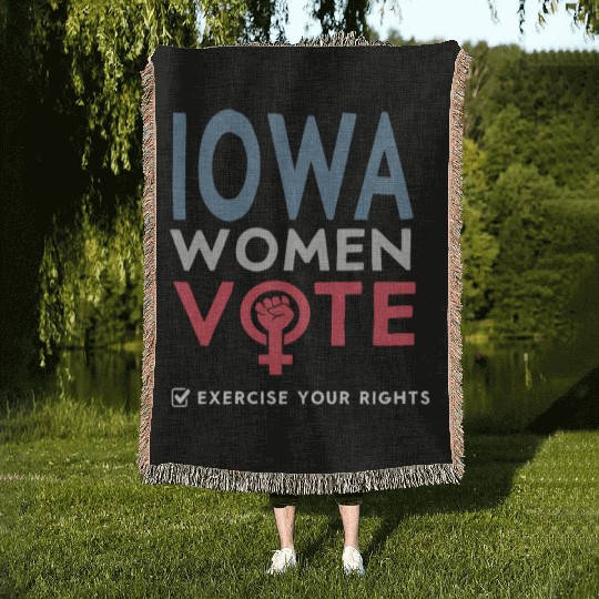 Iowa Women Vote Voter 2022 Election Feminist Woven Blankets