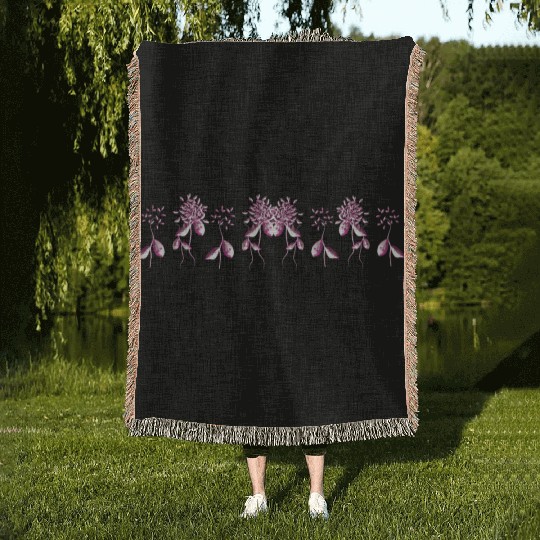 pink flowers plants nature Woven Blankets