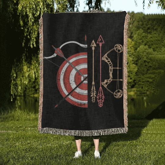 Archery Bows And Arrows Retro Hunting Sports Woven Blankets