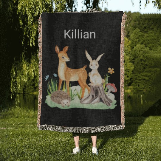 Animal deer rabbit hedgehog Killian Woven Blankets