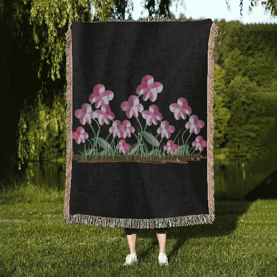 plants pink flowers nature icon Woven Blankets