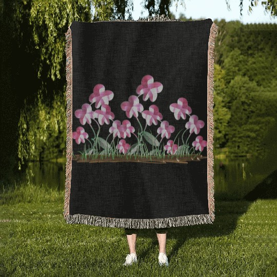 plants pink flowers nature icon Woven Blankets