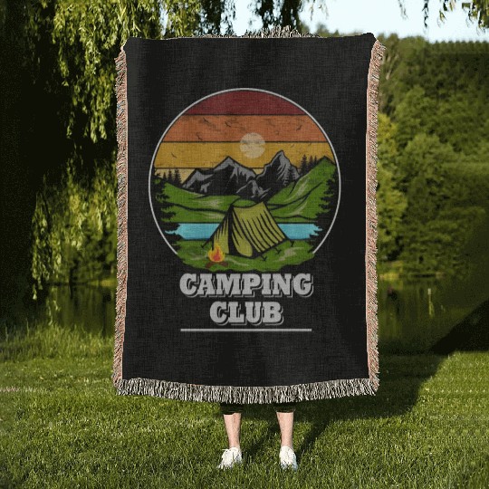 Camping Clun, Tent, Camping Wilderness Woven Blankets