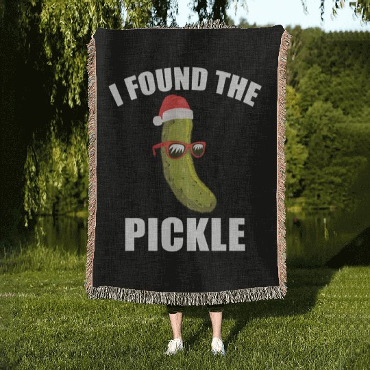 I Found The Christmas Pickle Funny Dill German Tra Woven Blankets