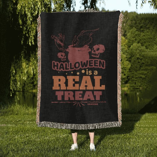 Halloween Hexe Totenkopf Woven Blankets