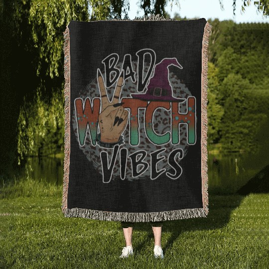 Bad witch vibes Woven Blankets