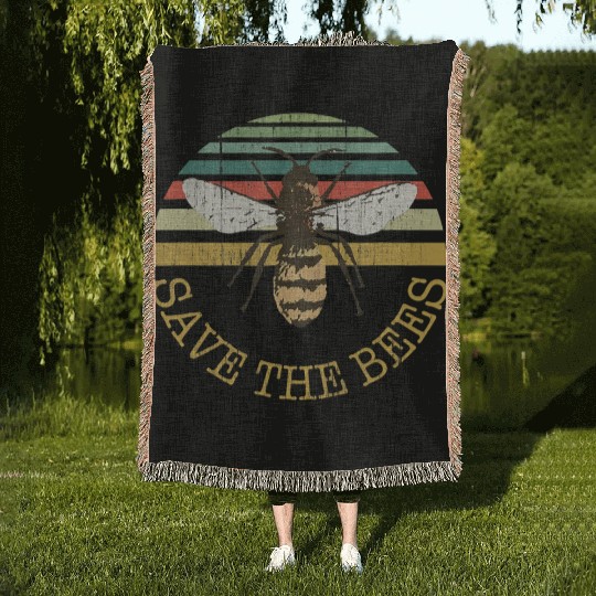 Bee BeeKeeper Save the Bees Apiary Design Woven Blankets