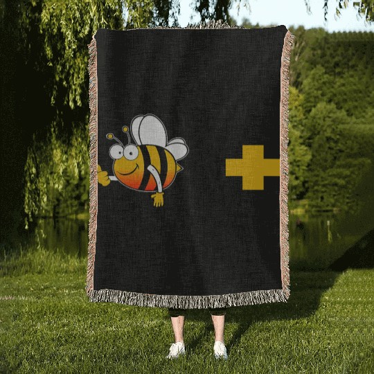 Bee Positive Bee Lover Meme Woven Blankets
