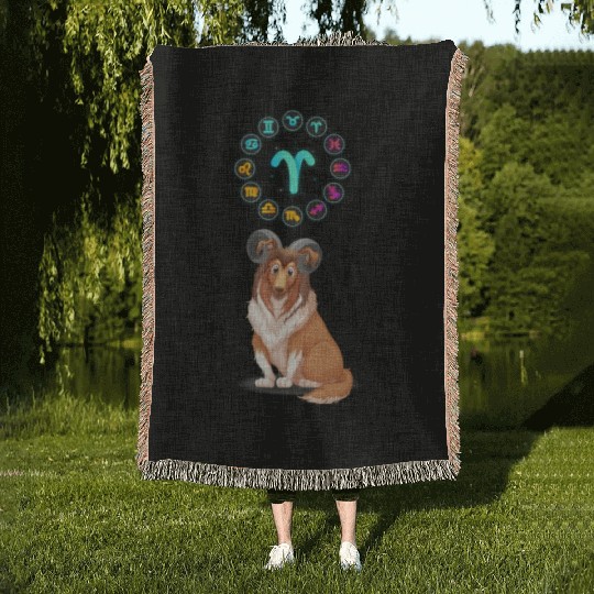 Funny Dog Lover Horoscope Aries Zodiac Sign Cool Woven Blankets