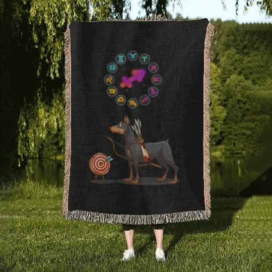 Funny Dog Lover Horoscope Sagittarius Zodiac Sign Woven Blankets