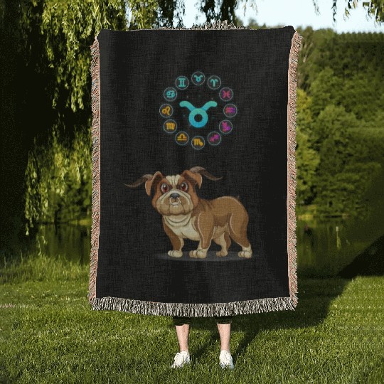 Funny Dog Lover Horoscope Taurus Zodiac Sign Cool Woven Blankets