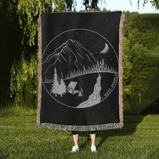 I Hate People Camping Woven Blankets