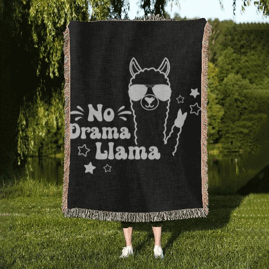 No drama llama in white Woven Blankets