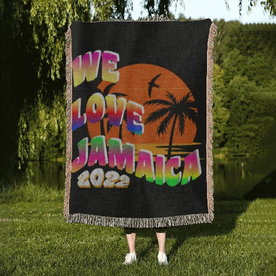 We love Jamaica family vacation 2022 Woven Blankets