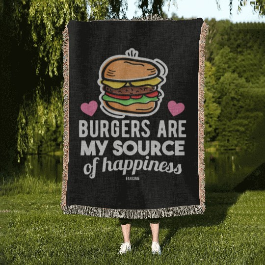 unhealthy delicious fast food burger Woven Blankets