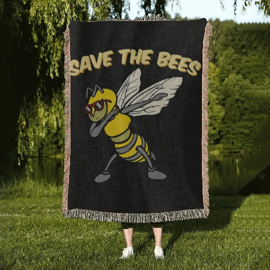 Save The Bees Woven Blankets Dabbing Bumblebee Bee Earth Pl