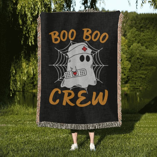 Halloween Costume - Boo Boo Crew Ghost Woven Blankets