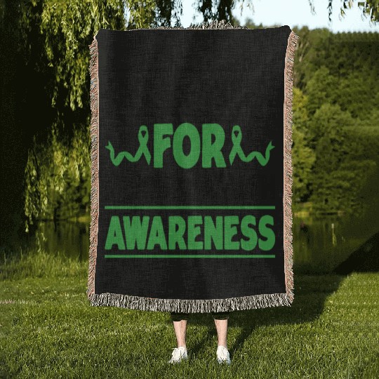 I Wear Green for Mental Health Awareness Retro Woven Blankets