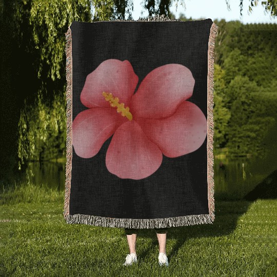 Hibiscus flower Woven Blankets