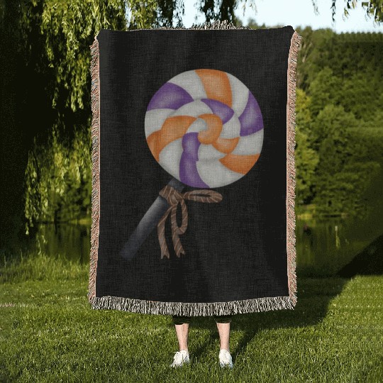 Halloween lollipop candy Woven Blankets