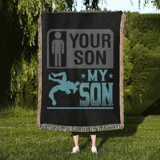Wrestling Wrestler Your Son My Son Wrestling Mom Woven Blankets