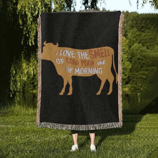 I Love The Smell Of Cow Poop Farmer Farming Farm Woven Blankets