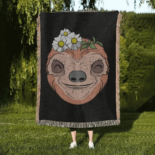 Flower Sloth Woven Blankets