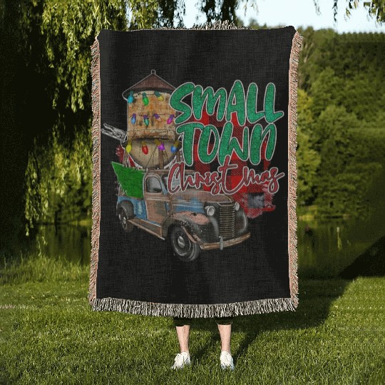 Country Farmer Life Small Town Christmas Red Woven Blankets