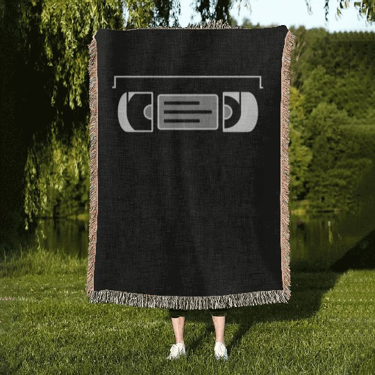 VHS Cassette Tape Be Kind Rewind Black Woven Blankets