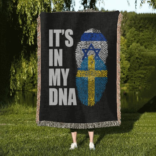 Israel And Swedish Mix Heritage DNA Flag Woven Blankets
