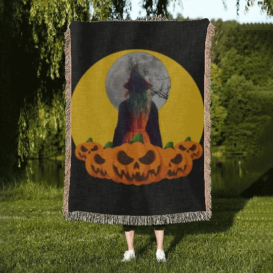 Halloween Scary Evil Pumpkin Funny Pumpkin Head Woven Blankets