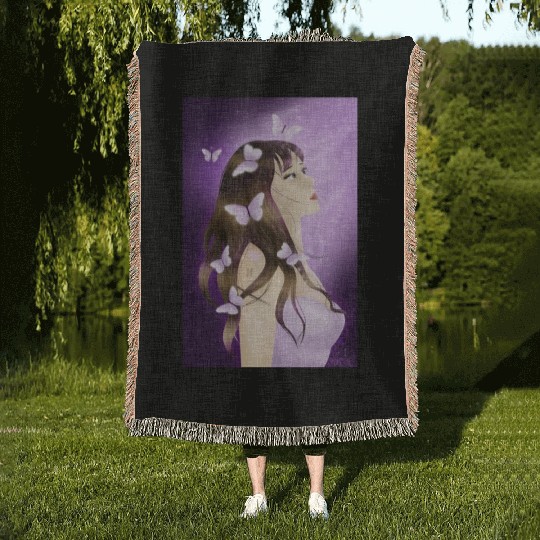 BTS Butterfly Fan Girl Woven Blankets