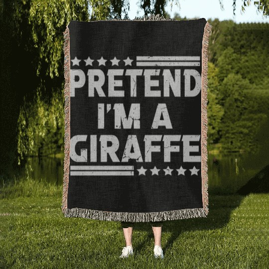 Pretend I'm A Giraffe Easy Lazy Halloween Costume Woven Blankets